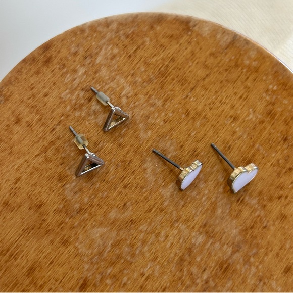 Heart and Triangle Stud Earring Set - Picture 3 of 12